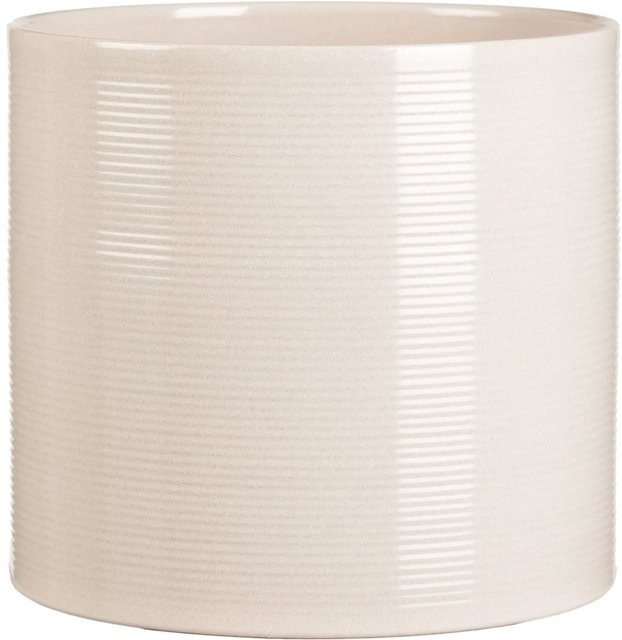 Scheurich Übertopf 828 Keramik in Beige mit Querrillen, Durchmesser: 16 cm - Bild 1