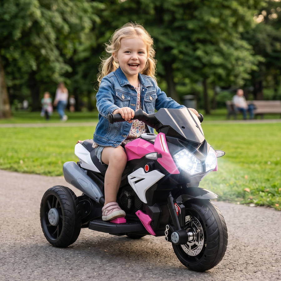 HOMCOM Elektro Kindermotorrad, Rosa/Pink, Weiß, ab 3 Jahre - Bild 2