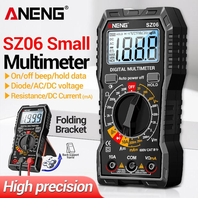 ANENG SZ06 Digital-Multimeter AC/DC Amperemeter in Rot mit 1999 Counts, Voltmeter und Multitester bis 600 V zur Messung von Spannung, Widerstand und Dioden - Bild 1