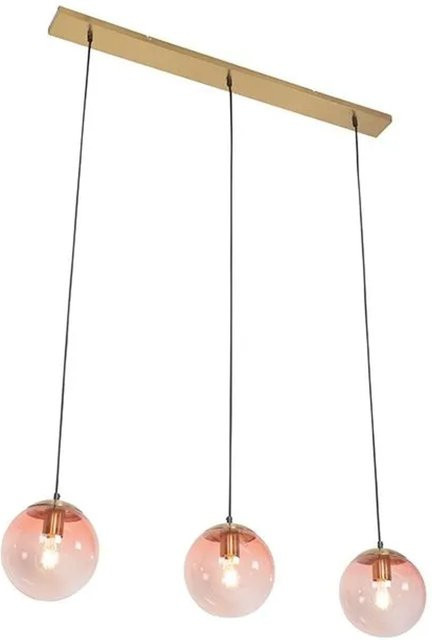 QAZQA Art Deco Hängelampe Pallon Mezzi aus Messing mit rosa Glaskugeln, 3-flammig, höhenverstellbar - Bild 1