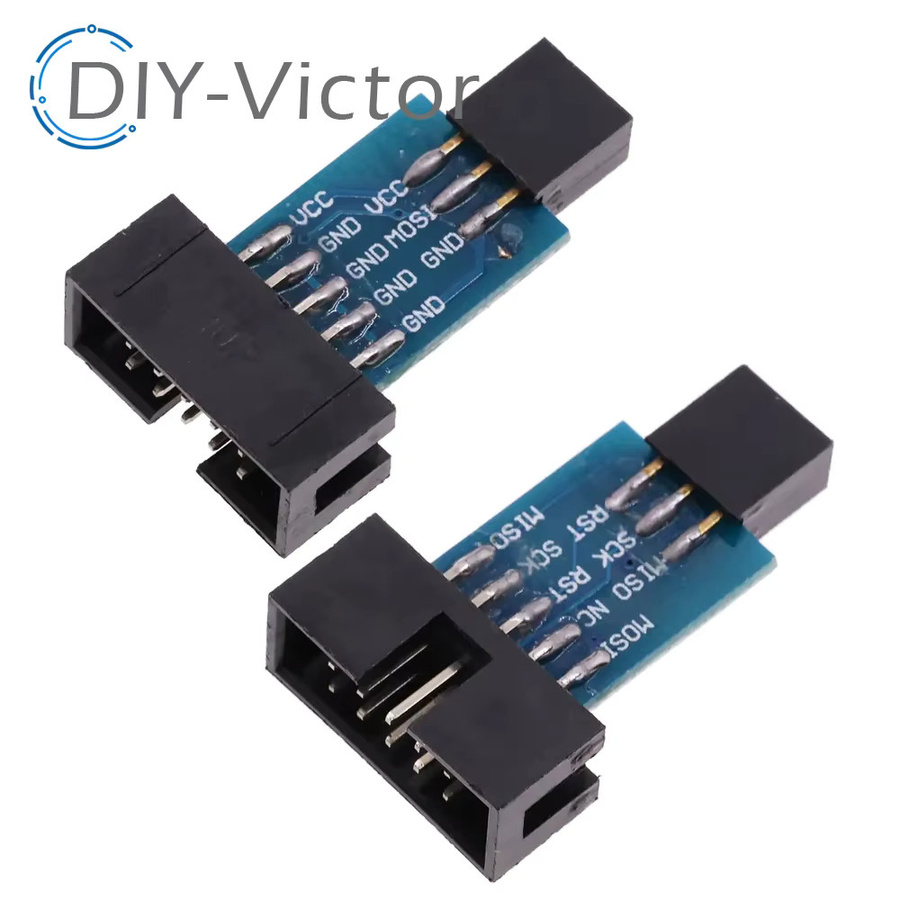 USBASP USBISP AVR Programmer Set mit 10Pin zu 6Pin Adapter Board und Drahtmodul in Blau - Bild 2
