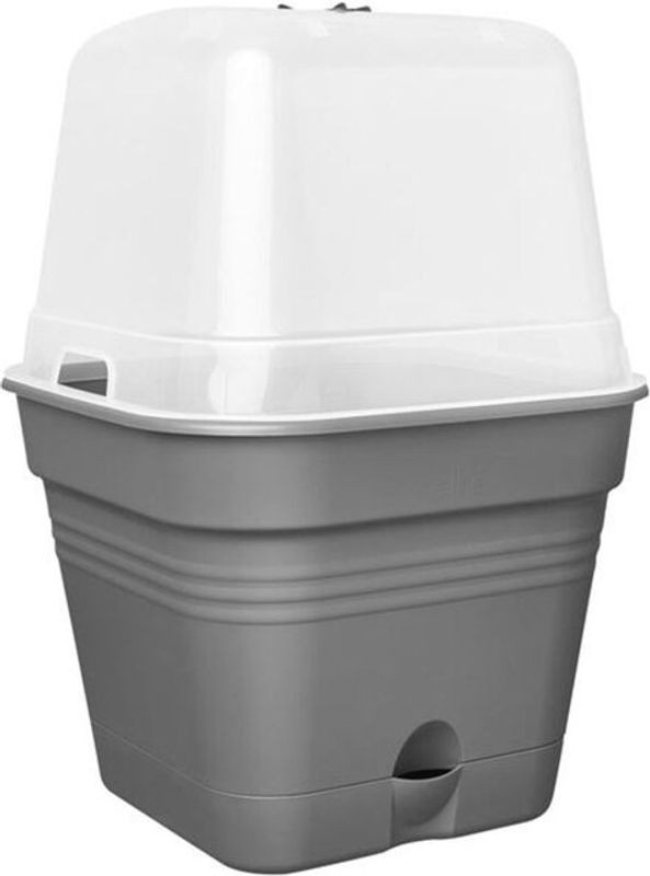 Elho Pflanzgefäß-Kit Green Basics Quadratisch in Schwarz und Grau, Durchmesser: 25 cm - Bild 1