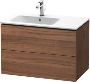 Duravit Waschtischunterschrank L-Cube in Nussbaum Natur, B/T/H: 82 x 48,1 x 55 cm, mit 2 Schubladen und Beckenanschluss links - Bild 1