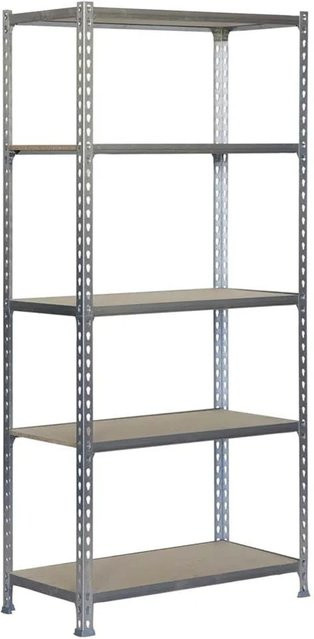 PROREGAL Schwerlastregal Muli mit 5 verstellbaren Fachböden, silber, pulverbeschichtet, Höhe: 180 cm, Breite: 90 cm, Tiefe: 40 cm - Bild 1