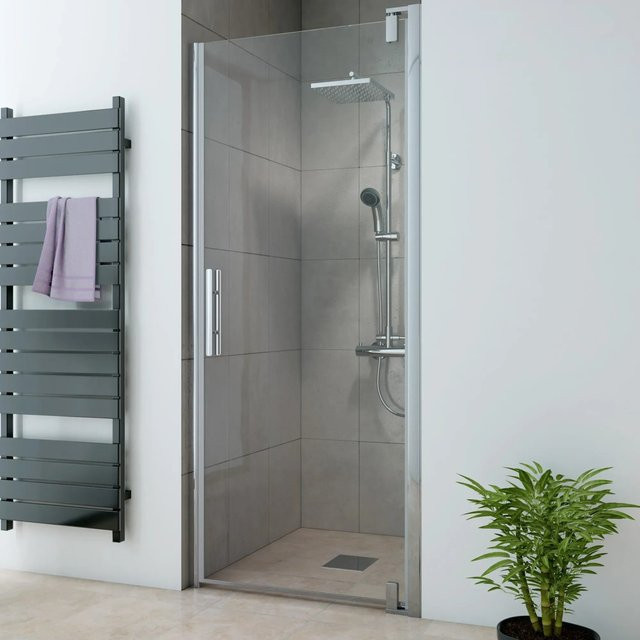 Breuer Nischen-Drehtür Europa Design in Chrom und Klarglas, Anschlag rechts, Breite: 90 cm, Höhe: 200 cm - Bild 1