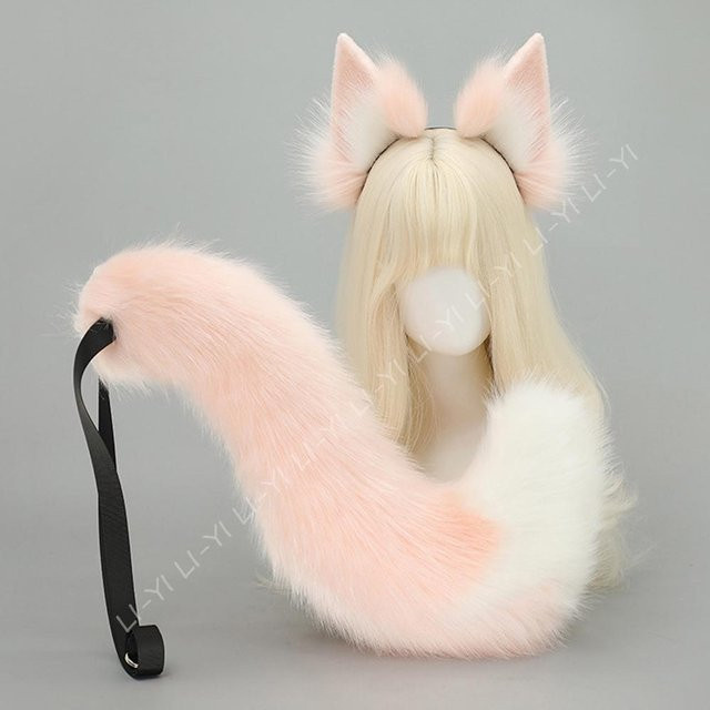 YIRAN Kitsune Fuchsohren Stirnband & Schwanz Set, Cosplay Requisiten - Bild 1