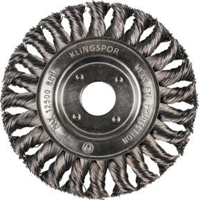 Klingspor BR 600 Z Rundbürste gezopft einreihig aus Stahl mit Gewinde M 14, Durchmesser: 17,8 cm, Breite: 1,4 cm - Bild 1