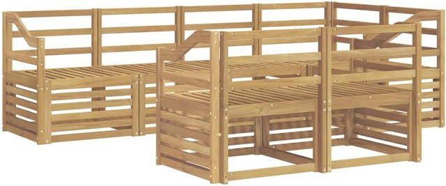 vidaXL Outdoor-Sofagarnitur 7-teilig in Weiß aus Massivholz Akazie mit modernem L-Shape Design, B/T/H: 245 x 126,5 x 73 cm - Bild 1