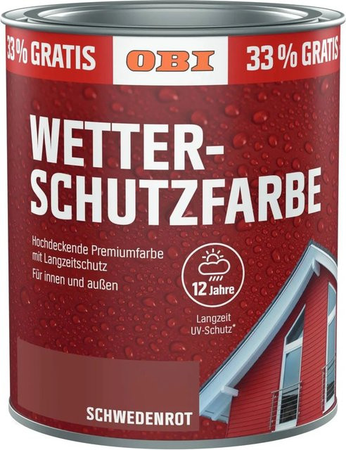 OBI Wetterschutzfarbe Schwedenrot wasserbasiert in Rot - Bild 1