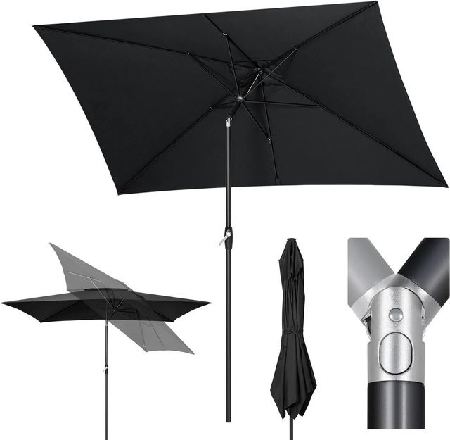 Sekey Sonnenschirm mit Aluminium Mast und Kurbelschirm in Grau, B: 300 cm, T: 200 cm - Bild 1