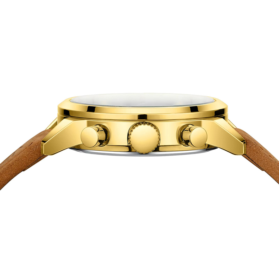 NIBOSI Armbanduhr Herren, Quarz, Leder, Schwarz, Gold, Datum - Bild 3