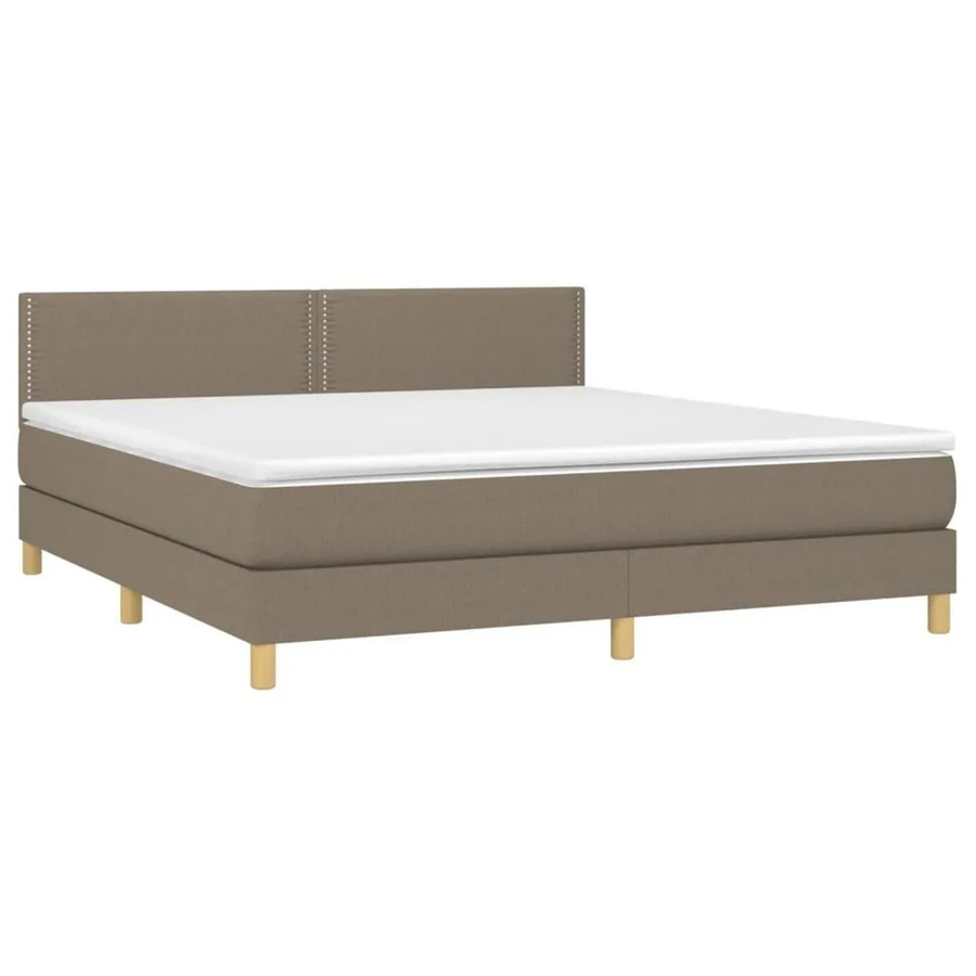 vidaXL Boxspringbett mit Matratze und LED in Taupe, Hybridbett mit USB-Ladeport und Unterbettbeleuchtung, B/T/H: 180 x 200 x 78 cm - Bild 2
