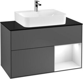 V&B Waschtischunterschrank Finion 100 mit Wandbeleuchtung, Anthrazit lackiert, B/T/H: 100 x 50,1 x 50,1 cm - Bild 1