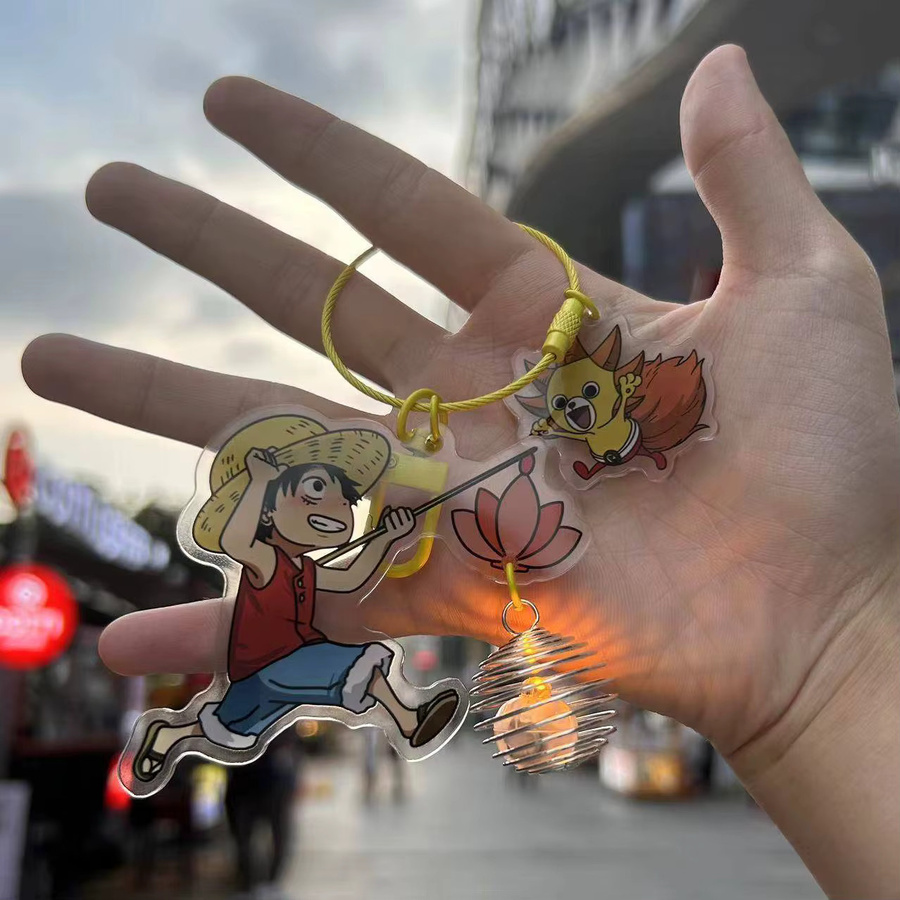 Bandai One Piece Luffy Leuchtender Acryl-Schlüsselanhänger Nachtlicht, Chibi Cartoon Taschenanhänger - Bild 4