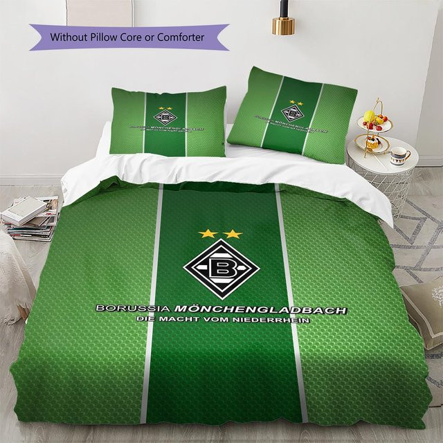Borussia Mönchengladbach Bettwäsche Set mit Muster in Grün, bestehend aus 1 Bettbezug und 2 Kissenbezügen, B/T/H: 200 x 220 cm - Bild 1