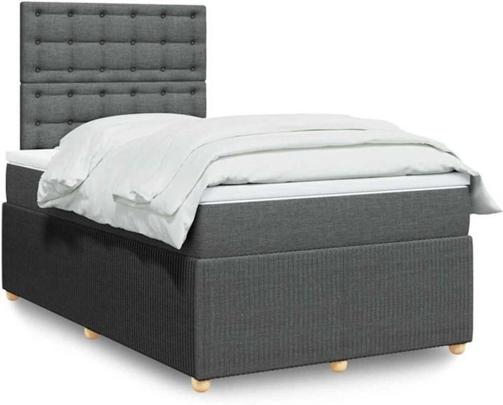 vidaxl Boxspringbett mit Matratze in Dunkelgrau aus Stoff, B/T/H: 120 x 200 x 140,5 cm - Bild 1