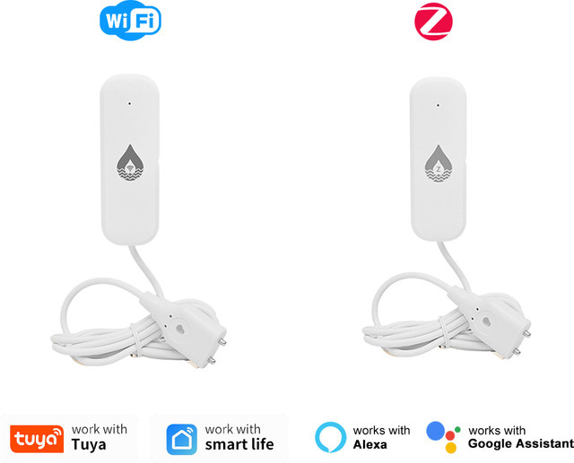 Tuya Smart Home Wassersensor Leckage-Alarm und Flutdetektor mit WLAN oder ZigBee zur Fernüberwachung via Smart Life App in Weiß - Bild 1