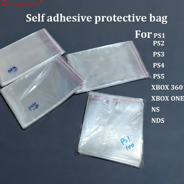 100 Stück selbstklebende Schutzbeutel von ChengHaoRan für Game Boxen, transparent, staubdicht und feuchtigkeitsbeständig für PlayStation, Xbox und Nintendo Switch - Bild 1