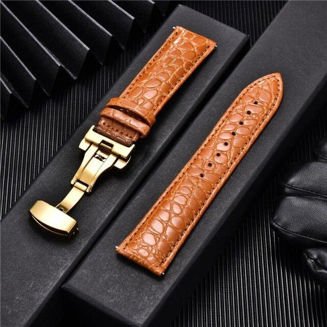 Uhrenarmband Leder, Krokodilmuster, braun, Herren, 22 mm - Bild 1