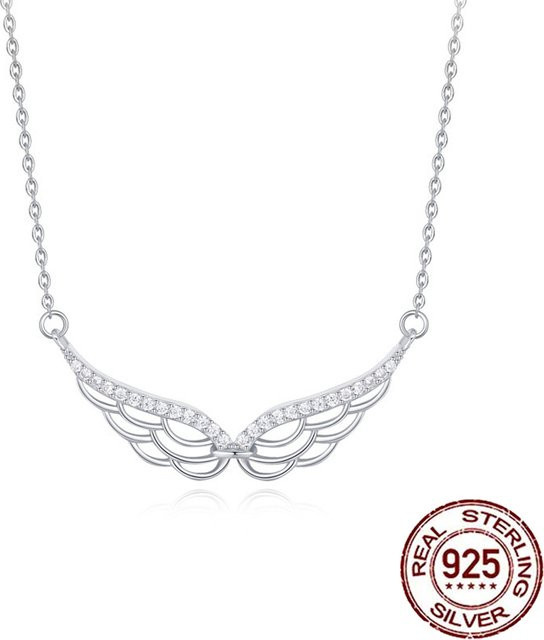 Cww zircons Halskette mit Engelsflügel Anhänger, 925 Silber, Zirkonia, Damen - Bild 1