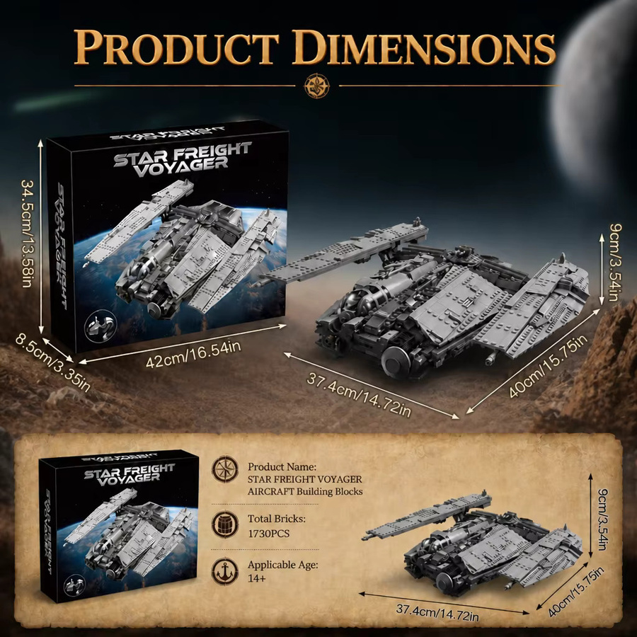 barweer Space War Frachtfahrzeug-Bausatz, Modulares Raumschiff-Modell, 1730 Teile, ab 14 Jahren - Bild 3