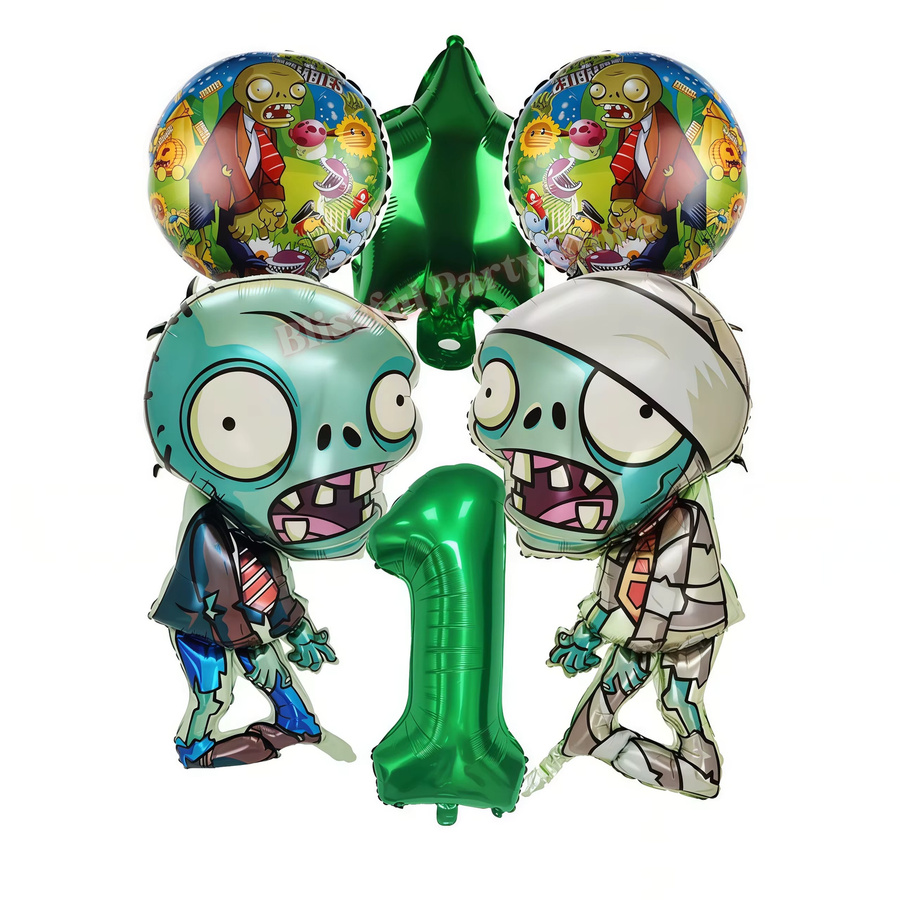 Potdemiel Plants vs. Zombies Geburtstagsparty-Dekorationsset in Multicolour mit Happy Birthday Banner, Tassen und Tellern für Kinder - Bild 5