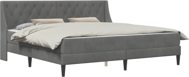vidaXL Bettgestell mit Matratze aus Samt in Anthrazit, B/T/H: 200 x 200 x 204 cm - Bild 1