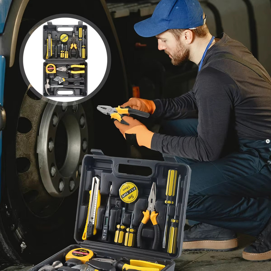 WOZOBUY Multifunktionales Handwerkzeug-Set in Schwarz mit Schraubenschlüsseln und Schraubendrehern für die Hauswartung - Bild 5