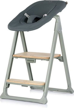 Chipolino Hochstuhl Quatro 4in1 als Babywippe und Lernturm in Grün mit Tablett und Fußstütze