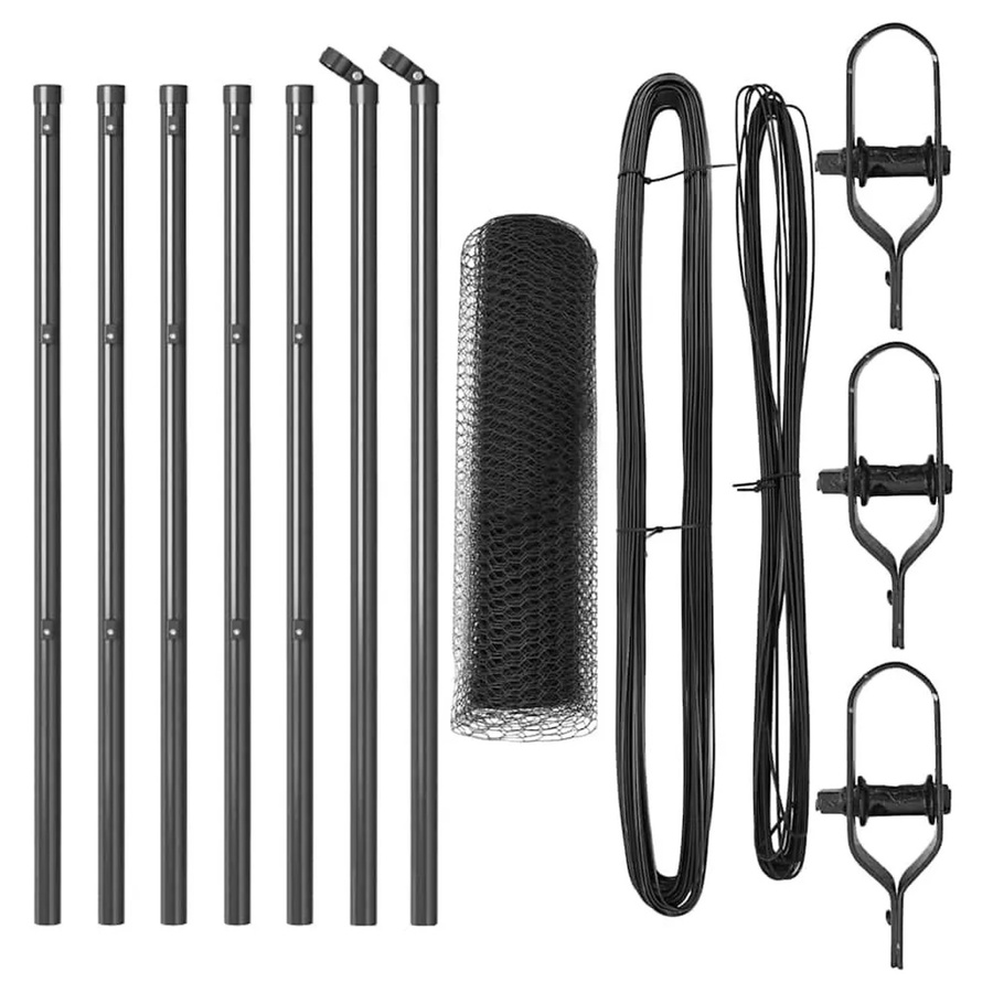 vidaXL Zaunpfosten aus Stahl und PVC in Grau, 10 x 0,5 m - Bild 2