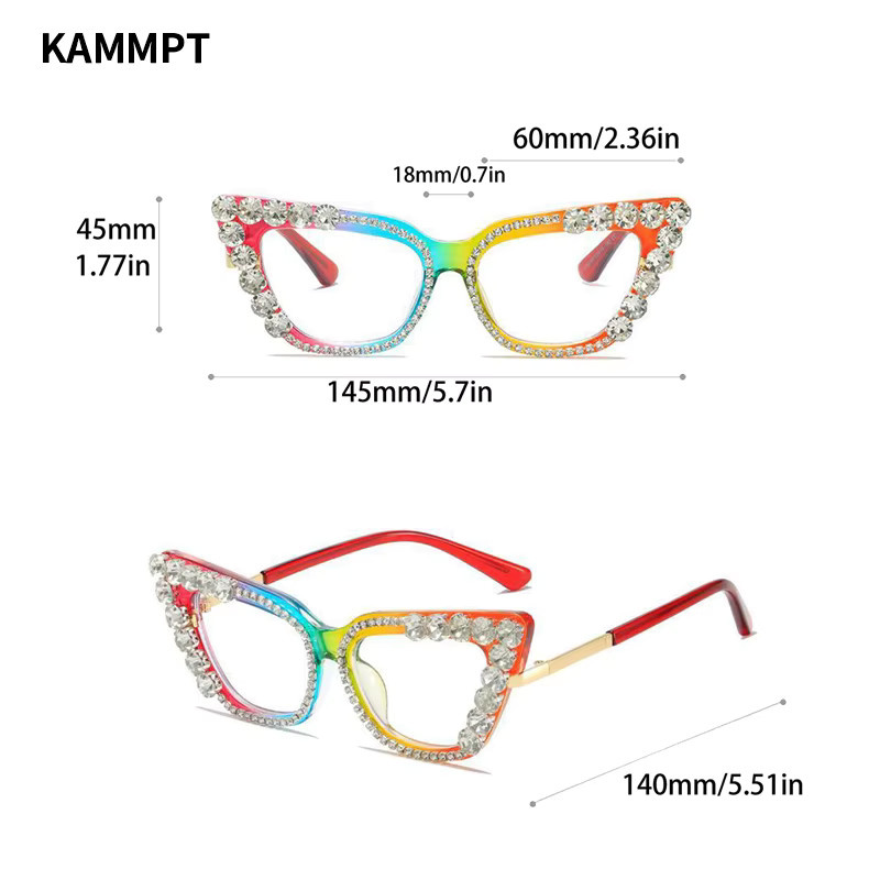 Kampt Cat Eye Korrektionsbrille, Frauen, Vollrand, Kunststoff, transparent, multicolour, Blaulichtfilter - Bild 2