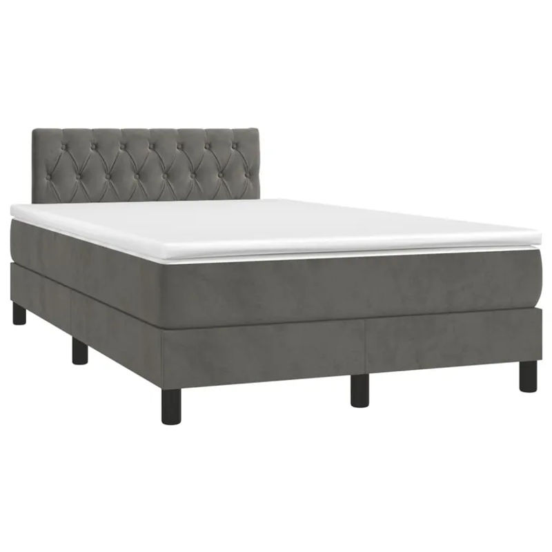 Vidaxl Kontinentalbett mit Matratze in Anthrazit und Grau aus Samt, B/T/H: 120 x 200 cm - Bild 2