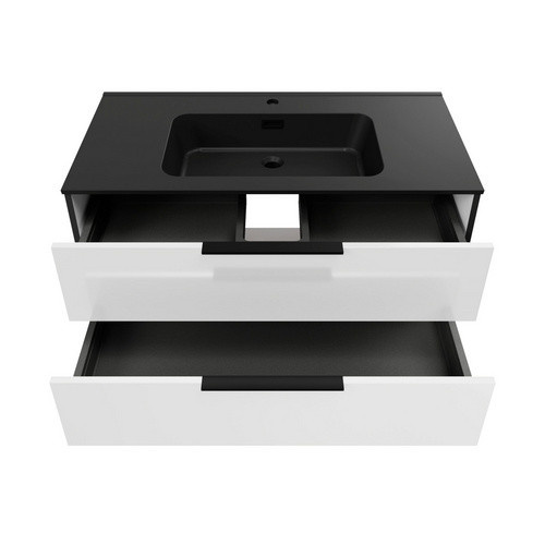 FACKELMANN Waschplatz-Set Flair mit Gussmarmorbecken in Schwarz und Weiss, B/T/H: 101,0 x 49,3 x 46,5 cm - Bild 4