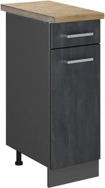 Vicco Küchenunterschrank R-Line Schubladenschrank in Schwarz Beton und Anthrazit mit Arbeitsplatte in Eiche, Breite: 30 cm, Tiefe: 30 cm, Höhe: 30 cm - Bild 2