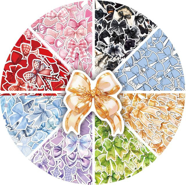 Bunte Kawaii Bow Graffiti-Aufkleber im Cartoon-Stil von AnimeWorlds Store für Scrapbooks - Bild 1