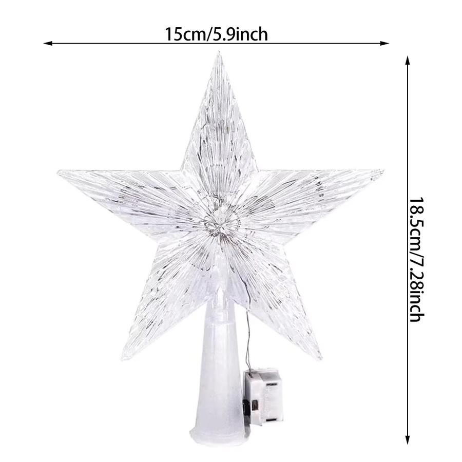 KDULIT Weihnachtsbaumspitze Stern mit LED-Beleuchtung, transparent und bunt, Höhe: 15 cm - Bild 3