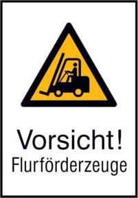 SafetyMarking Warnschild Aluminium Vorsicht Flurförderzeuge, Farbe: Gelb, B: 26,2 cm, H: 37,1 cm - Bild 1