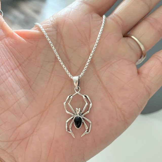 YIRAN Jewelry Halskette, Spinne Anhänger, Kupfer, Silber, Damen - Bild 1
