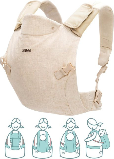 Fillikid Babytrage Natural in Beige mit 2 Tragepositionen aus Baumwolle und Ramie - Bild 1