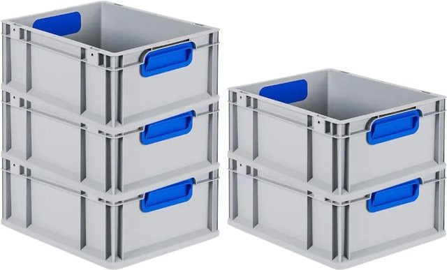 PROREGAL Spar Set 5x Eurobox Nextgen Color Transportboxen mit Griffen, Blau, H x B x T: 17 x 30 x 40 cm, 16 Liter - Bild 1