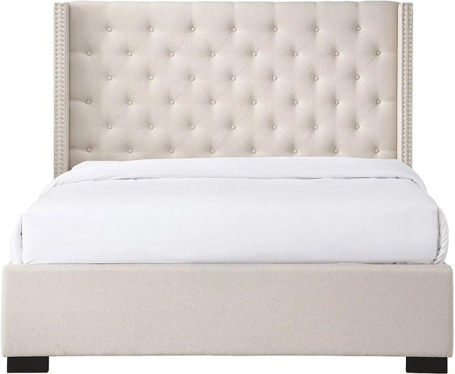 Vente-unique Bettrahmen Massimo in Beige, gepolstert und gesteppt - Bild 1