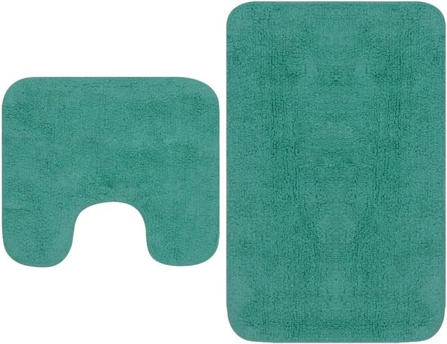 vidaXL Badematten-Set aus Baumwolle, 2-teilig, Türkis, rutschfest - Bild 1