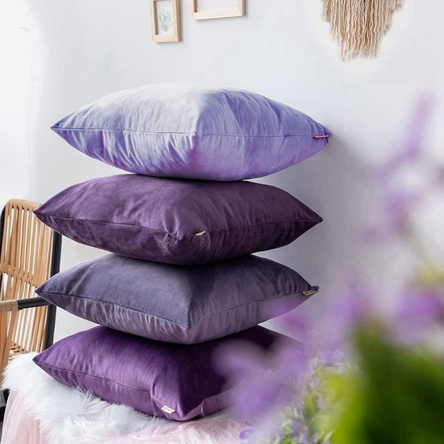 Inyahome Samt-Kissenbezug in Lila für Sofa und Schlafzimmer, B/H: 45 x 45 cm oder 50 x 30 cm - Bild 1