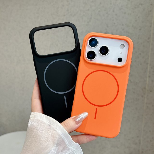 Apple Silikon MagSafe Telefonhülle für iPhone 17, 16, 15, 14, 13, 12, 11 Pro Max Plus in Orange mit kabelloser Ladeunterstützung - Bild 1