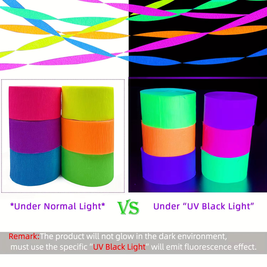 UV-Leuchtband Neon Party Sticker zum Selbermachen, 30 m Länge, Breite: 4 cm, Farben: Rot und Mehrfarbig, Leuchtendes Band für Hochzeit und Geburtstag unter Schwarzlicht - Bild 4