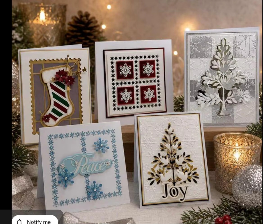 Stanzform Fröhlicher Weihnachtsbaum mit Offset-Linien für Scrapbook und Papierkarten als Bastelvorlage - Bild 1