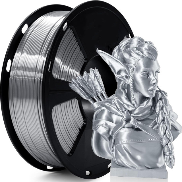 Filajoy3D PLA Filament 1,75mm für FDM 3D-Drucker mit glänzender Seiden-Oberfläche, Silber und Blau, 250g Spule - Bild 1