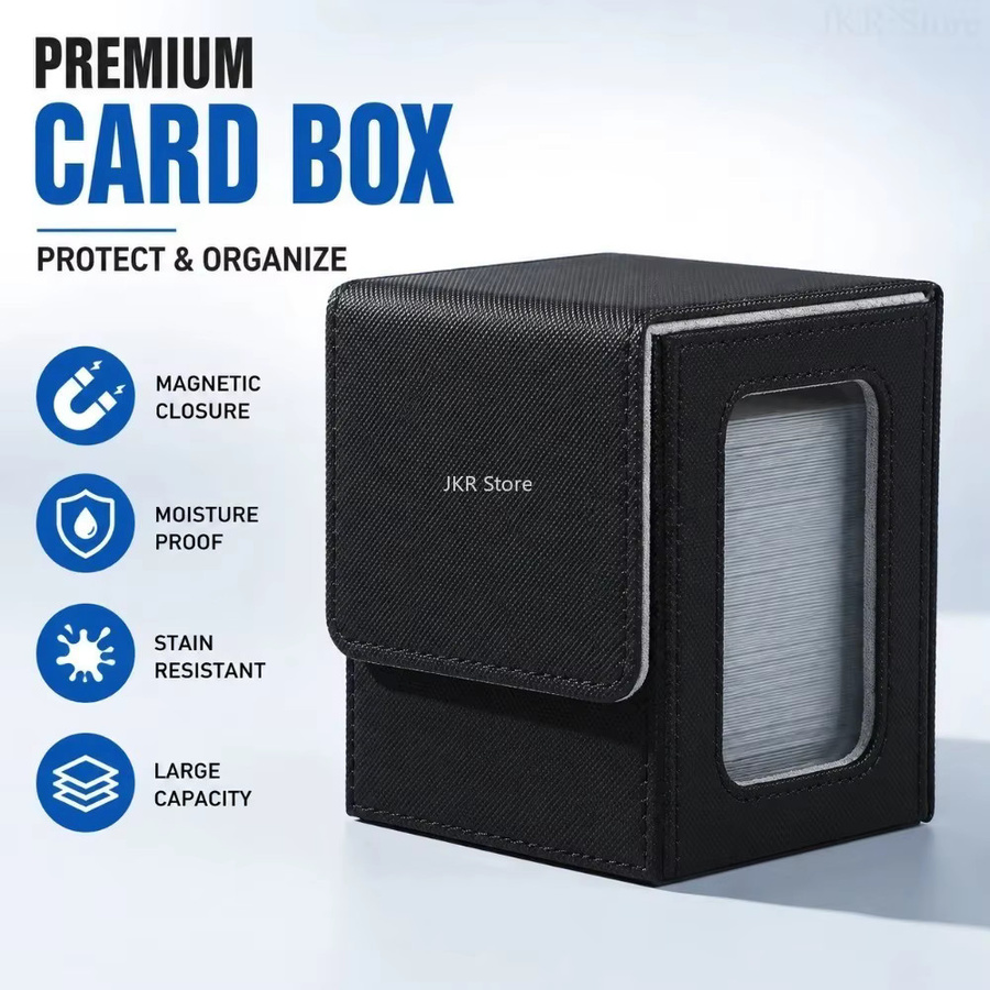 PU-Kartenaufbewahrungsbox mit Fenster und Magnetverschluss in Schwarz, fleckenresistenter und feuchtigkeitsbeständiger Kartenhalter mit Deckel, B/T/H: 10,5 x 8,5 x 0 cm - Bild 3