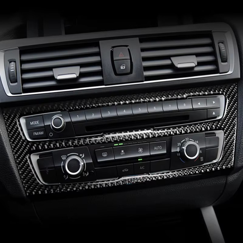 Probright Carbonfaser CD-Bedienfeld Abdeckung und Klimaanlagen-Auslassrahmen Dekorations-Aufkleber für BMW 1er und 2er Serie F20 F21 F22 F23 in Schwarz - Bild 2