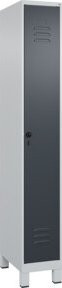 C+P Spind Classic PLUS Garderobenschrank mit 1 Abteil und Füßen, Farbe Grau/Anthrazit, H x B x T: 195 x 30 x 50 cm - Bild 1